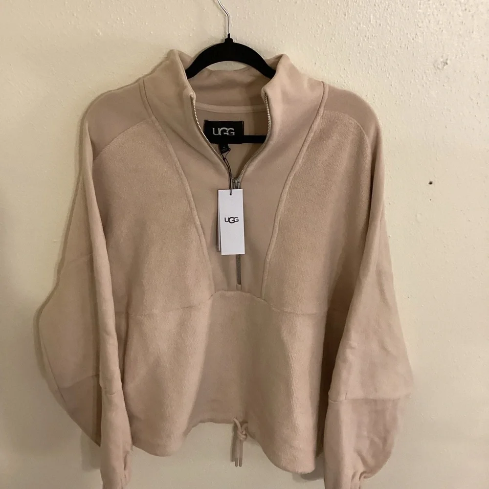 UGG NWT Women’s Elane Mixed Half Zip Kangaroo Pocket Pullover Size XL - Picture 3 of 12